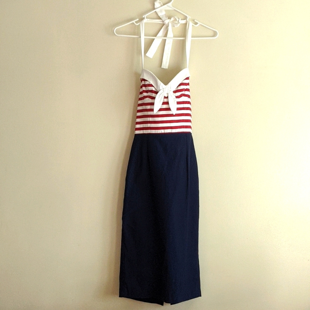Pinup Wiggle Dress Vintage Nautical Sailor Size Medium NWOT